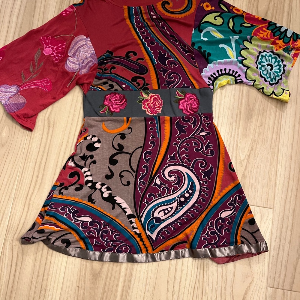 Desigual Patchwork Boho Tunic Top | Embroidered &… - image 3